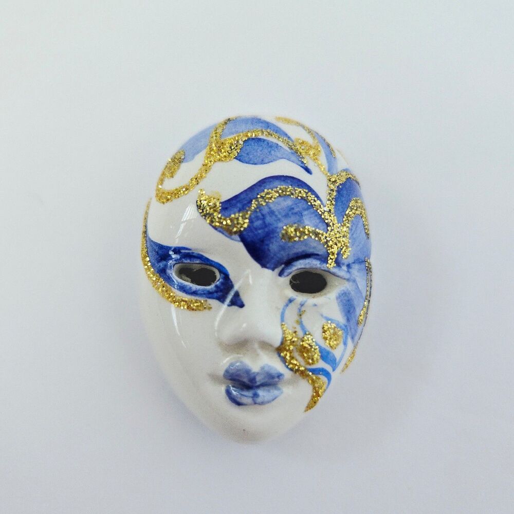 Ceramic Venetian Mardi Gras Carnival Masquerade Mask Magnet Hand Painted Mini